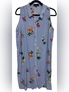 Papillon Floral Stripe Sleeveless Tunic Blouse – XL